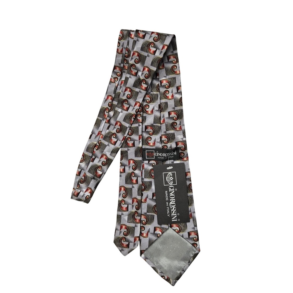Gino Rossini Tie Mens Silk Made in Italy Paisley Swirl Pattern Formal‎ Necktie